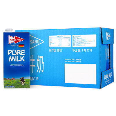 德悠部分脱脂牛奶1L*12