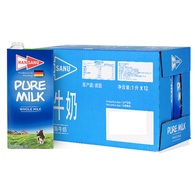 德悠全脂牛奶1L*12