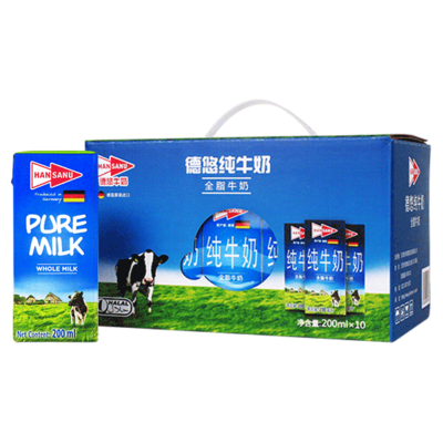 德悠全脂牛奶礼盒200ml*10